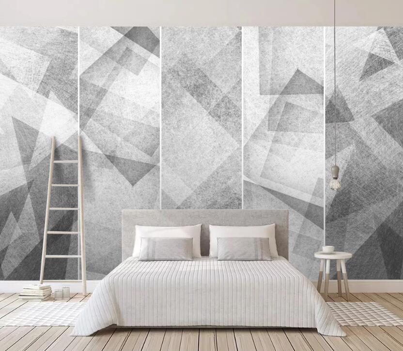 3D Long Grid Gray 728 Wall Murals
