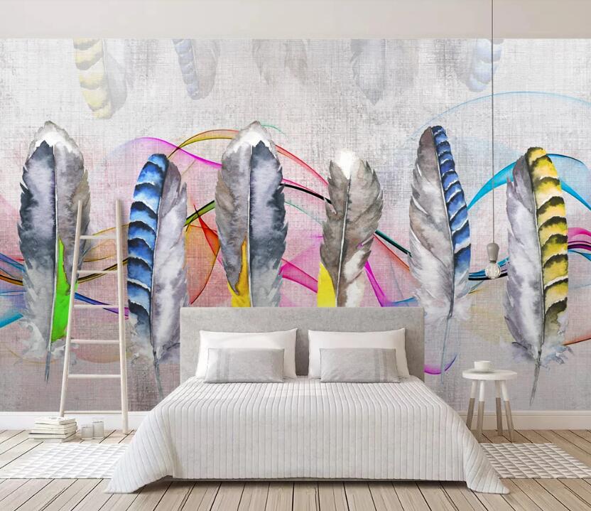 3D Six Feathers 712 Wall Murals