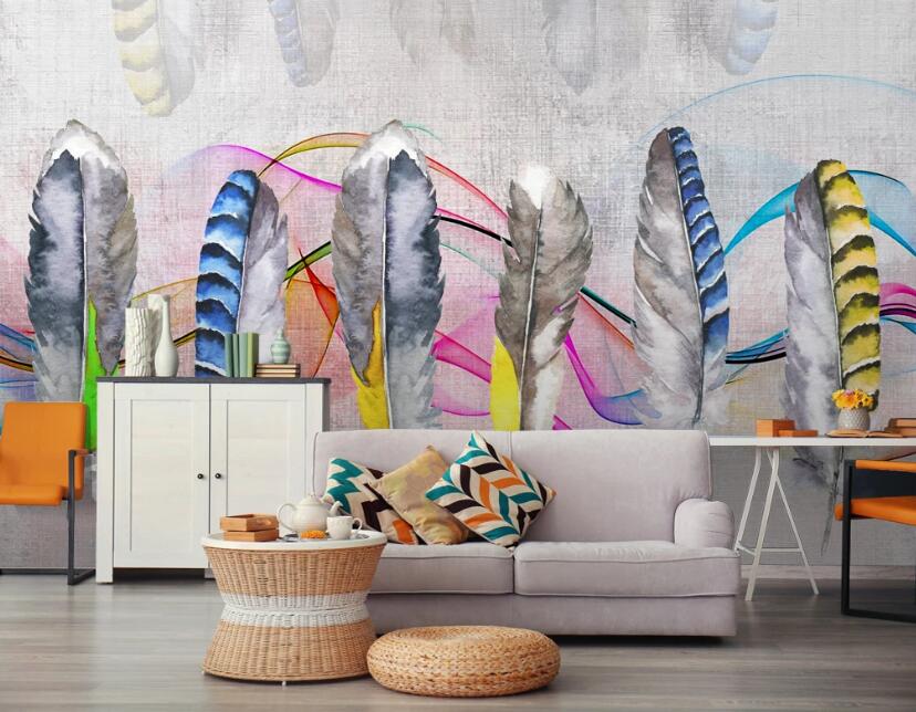 3D Six Feathers 712 Wall Murals