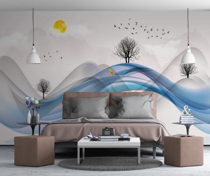 3D Blue Black Ribbon 701 Wall Murals