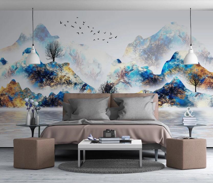 3D Peacock Mountains 697 Wall Murals