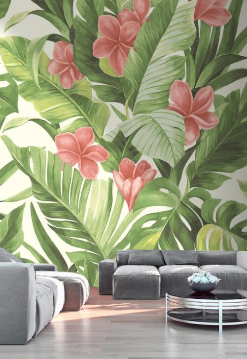 3D Safflower Green Leaves 835 Wall Murals