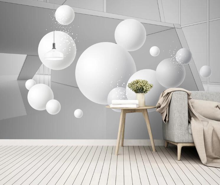 3D White Ball 431 Wall Murals