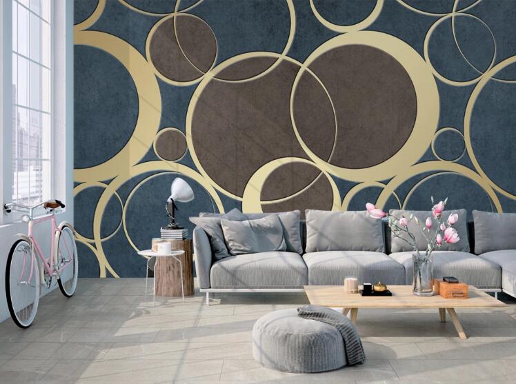 3D Two-color Circle 428 Wall Murals