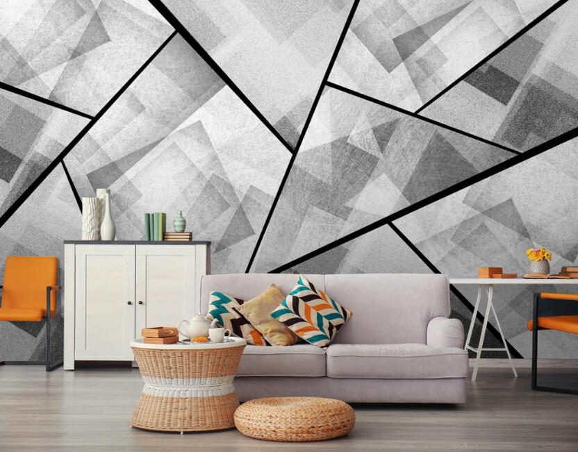 3D Triangular Gray Stitching 675 Wall Murals