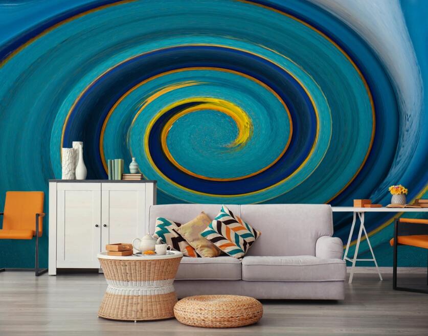 3D Dark Green Swirl 673 Wall Murals