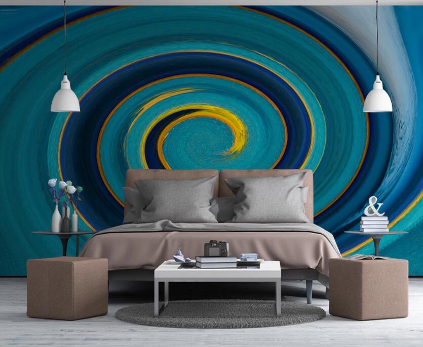 3D Dark Green Swirl 673 Wall Murals