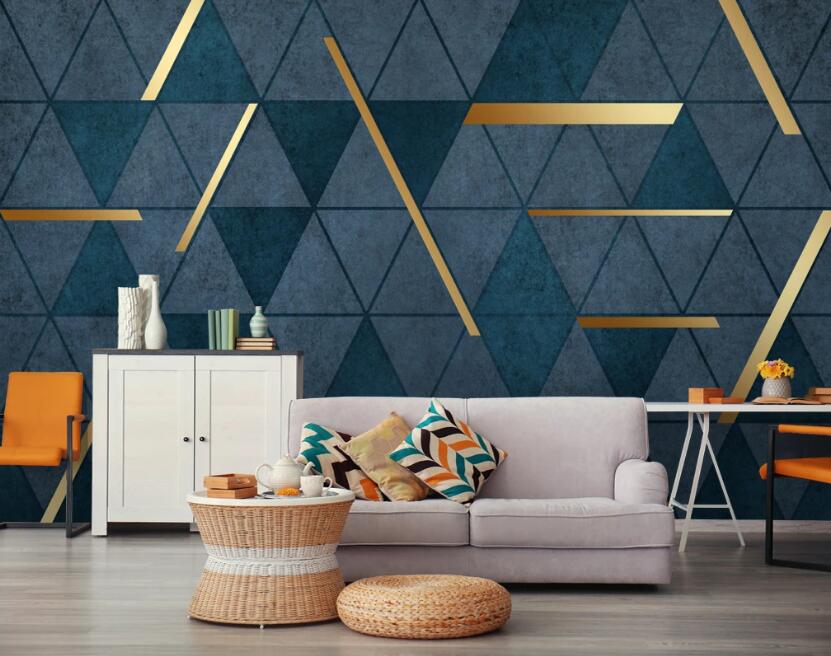 3D Golden Triangle Stitching 672 Wall Murals