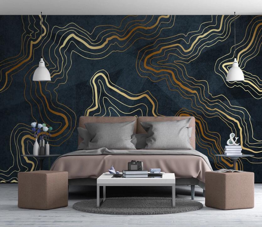 3D Gold Wire Winding 670 Wall Murals