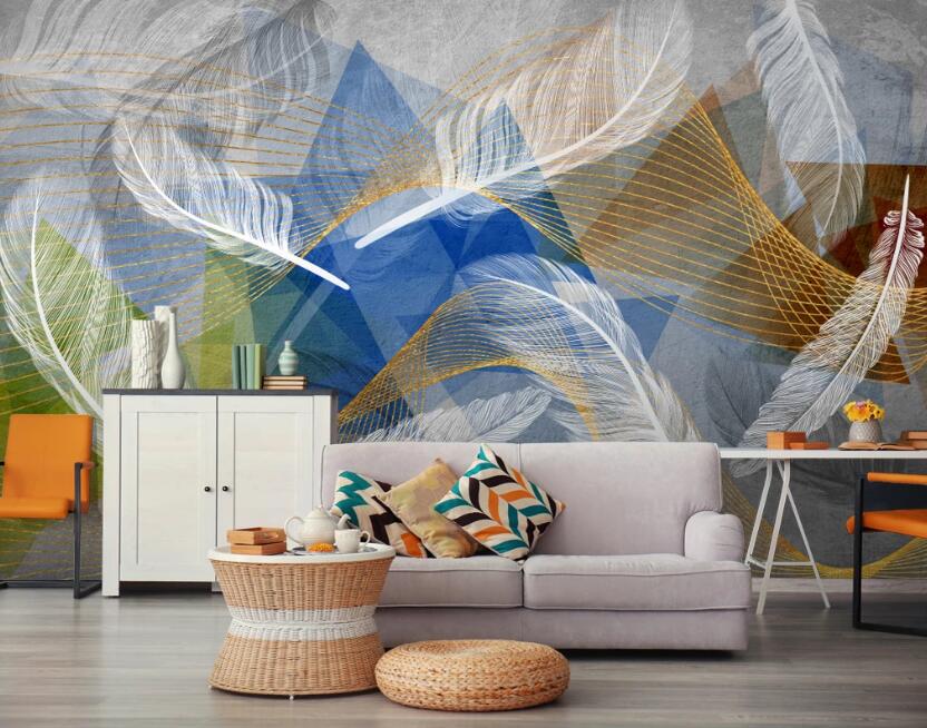 3D Colored Feathers 667 Wall Murals