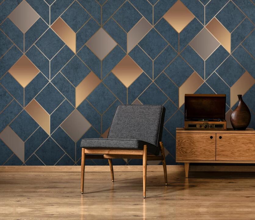 3D Three-color Quadrilateral 665 Wall Murals