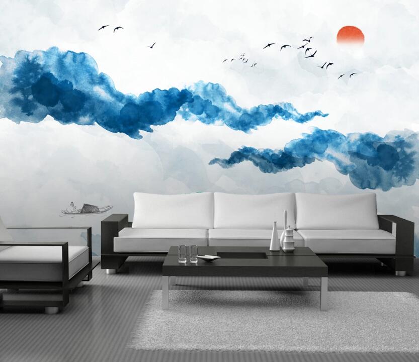 3D Blue Ink 655 Wall Murals