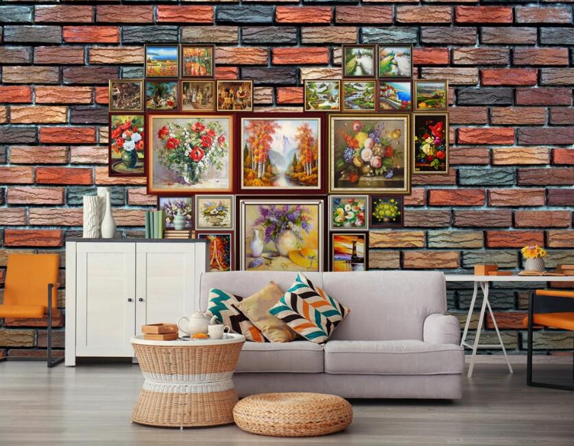 3D Colored Brick Oil Painting 654 Wall Murals