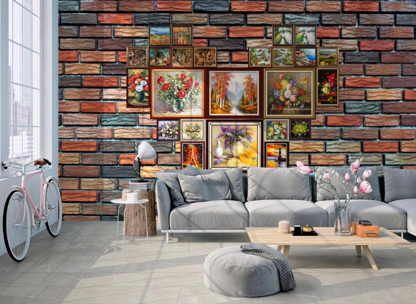 3D Colored Brick Oil Painting 654 Wall Murals
