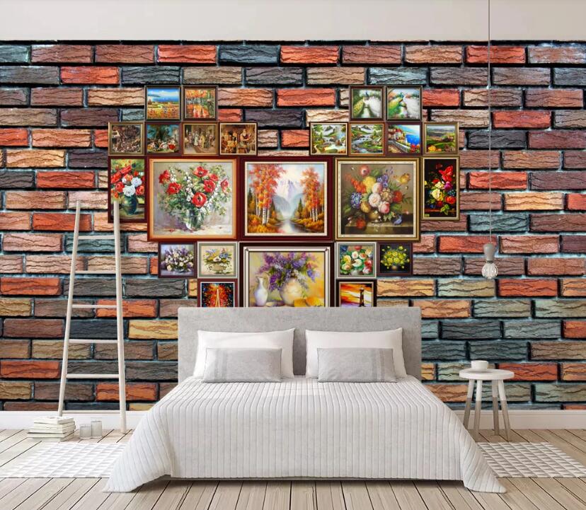 3D Colored Brick Oil Painting 654 Wall Murals