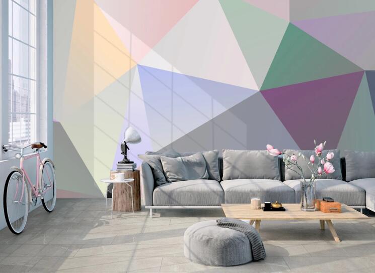 3D Colored Triangle 411 Wall Murals