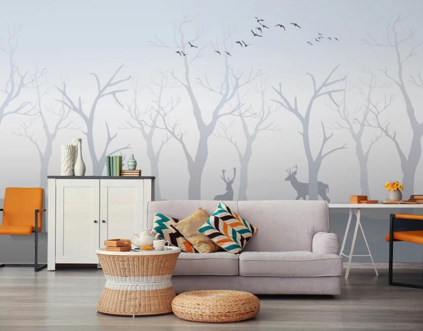 3D Light And Shadow Trees 644 Wall Murals