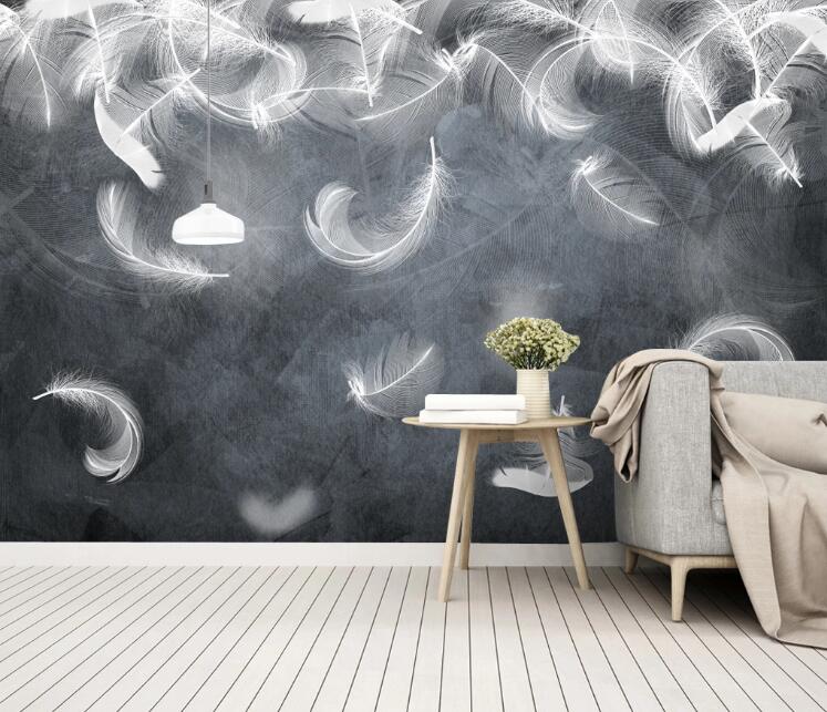 3D Falling Feathers 405 Wall Murals