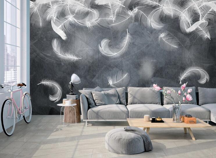 3D Falling Feathers 405 Wall Murals