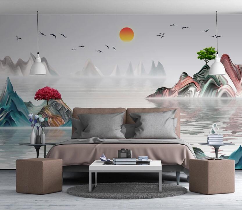 3D Landscape Sunset 642 Wall Murals
