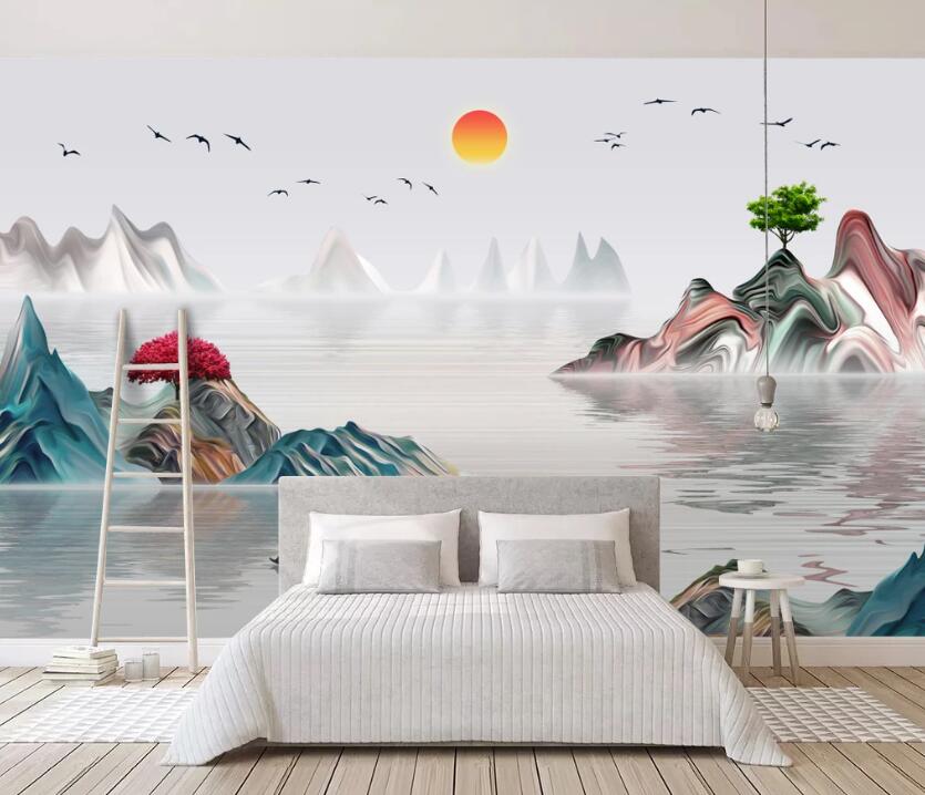 3D Landscape Sunset 642 Wall Murals