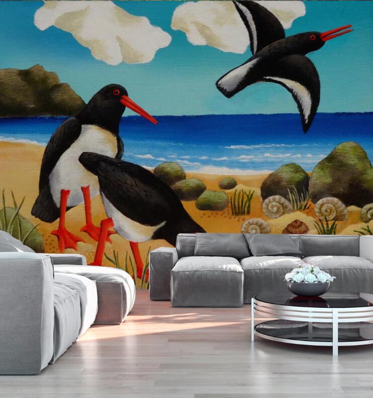 3D Serene Beach 404 Wall Murals
