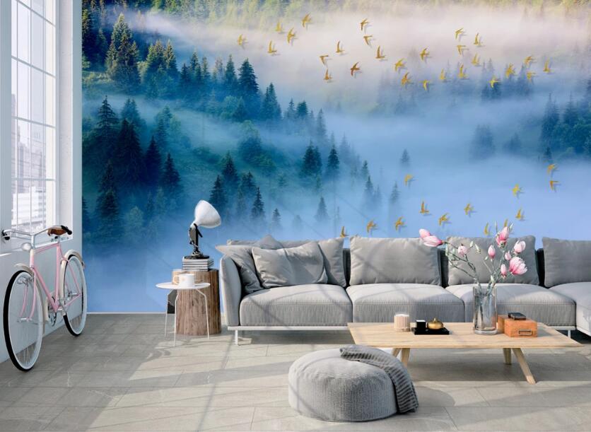 3D Fantasy Mountain Forest 640 Wall Murals