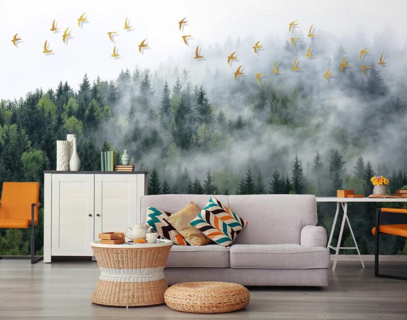 3D Jungle Mist 639 Wall Murals