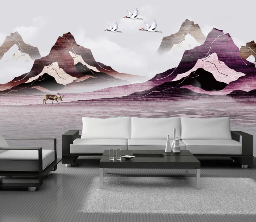 3D Purple Mountains 636 Wall Murals