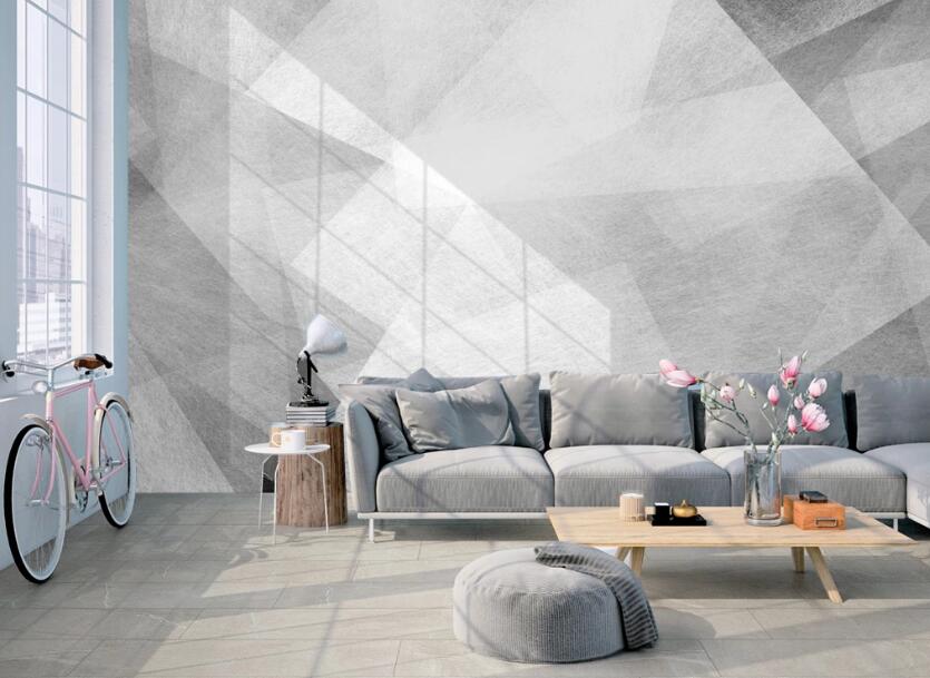 3D White And Gray Texture Staggered 625 Wall Murals