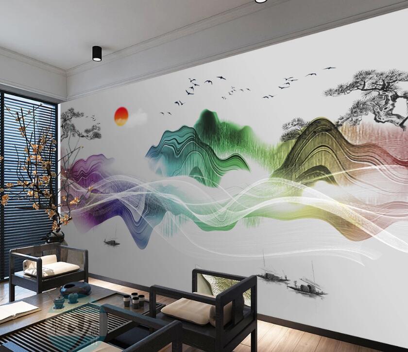 3D Color Meander 619 Wall Murals