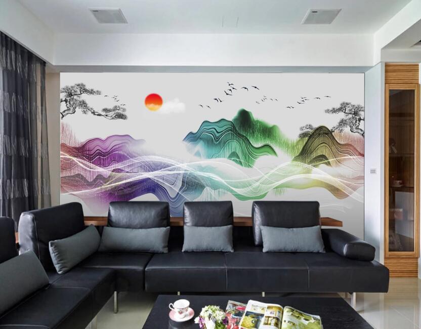 3D Color Meander 619 Wall Murals