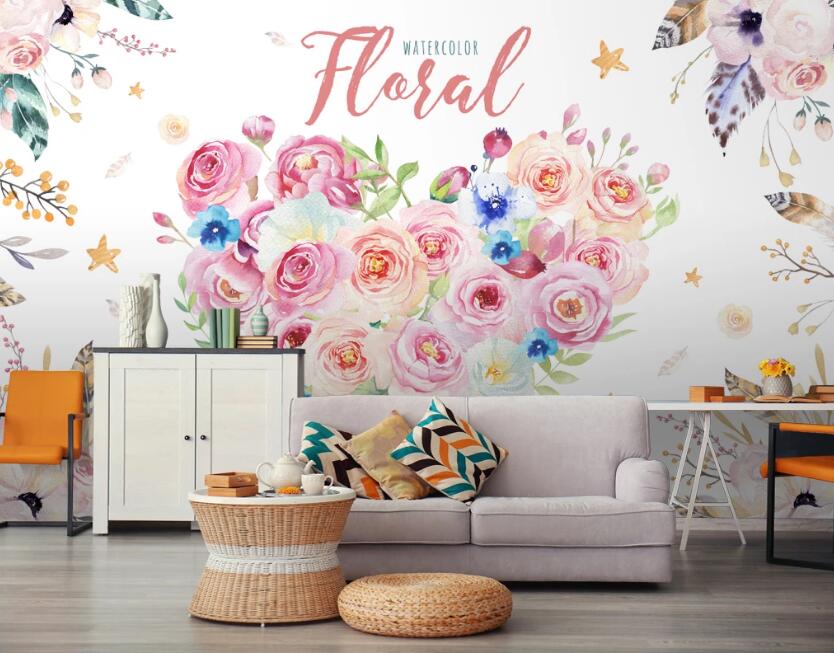 3D Cluster Flowers 615 Wall Murals