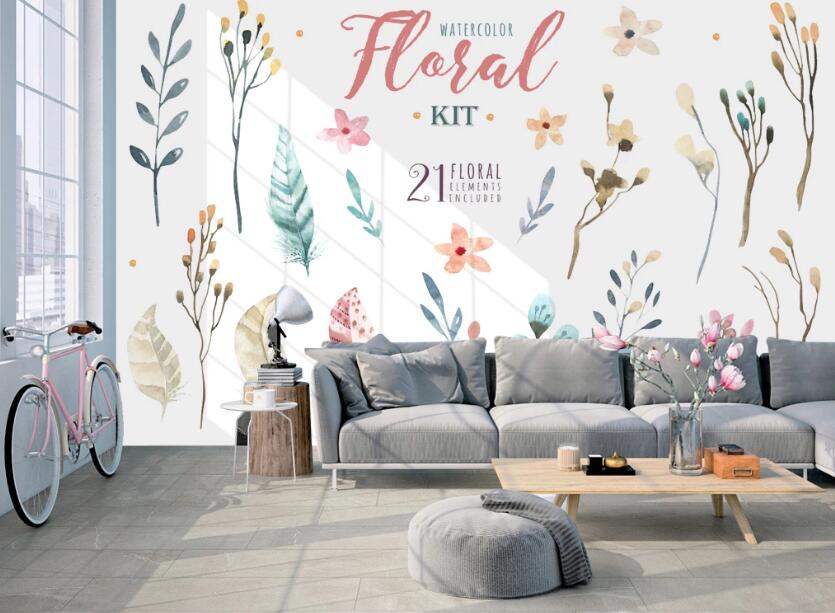 3D Elegant Flowers 614 Wall Murals