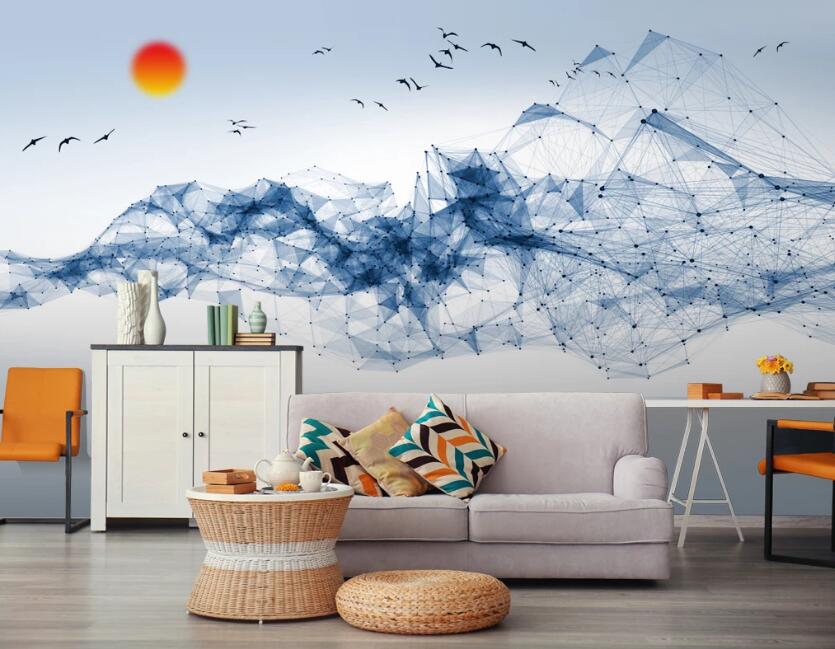 3D Blue Mist Star Point 611 Wall Murals