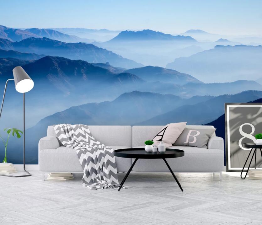 3D Cloudy Mountains 603 Wall Murals