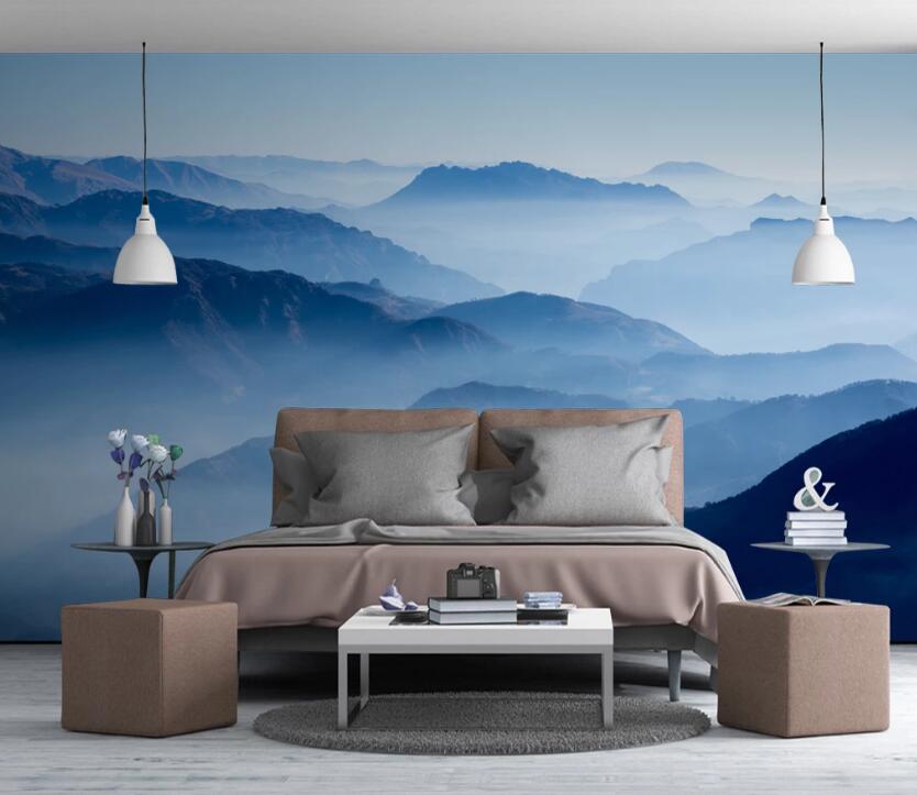 3D Cloudy Mountains 603 Wall Murals
