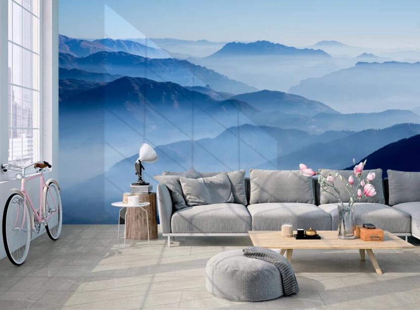 3D Cloudy Mountains 603 Wall Murals