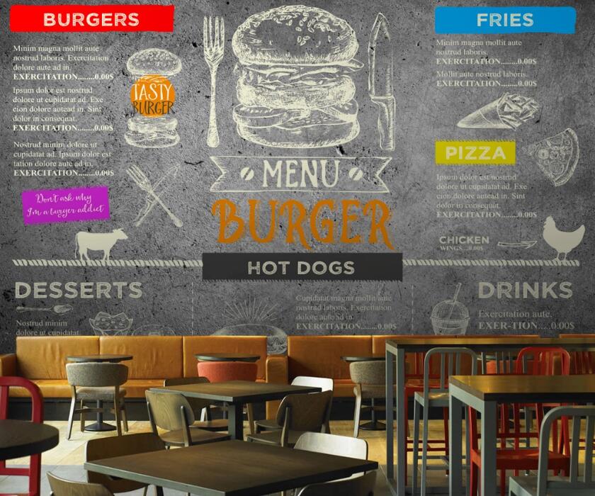 3D Delicious Burger 601 Wall Murals