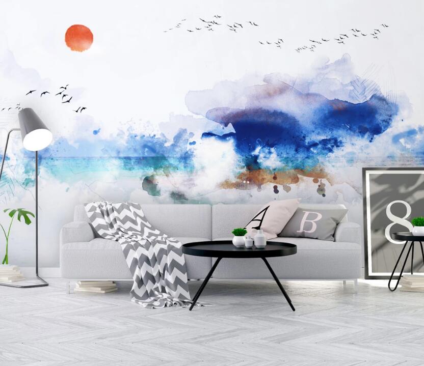3D Blue Mist 595 Wall Murals