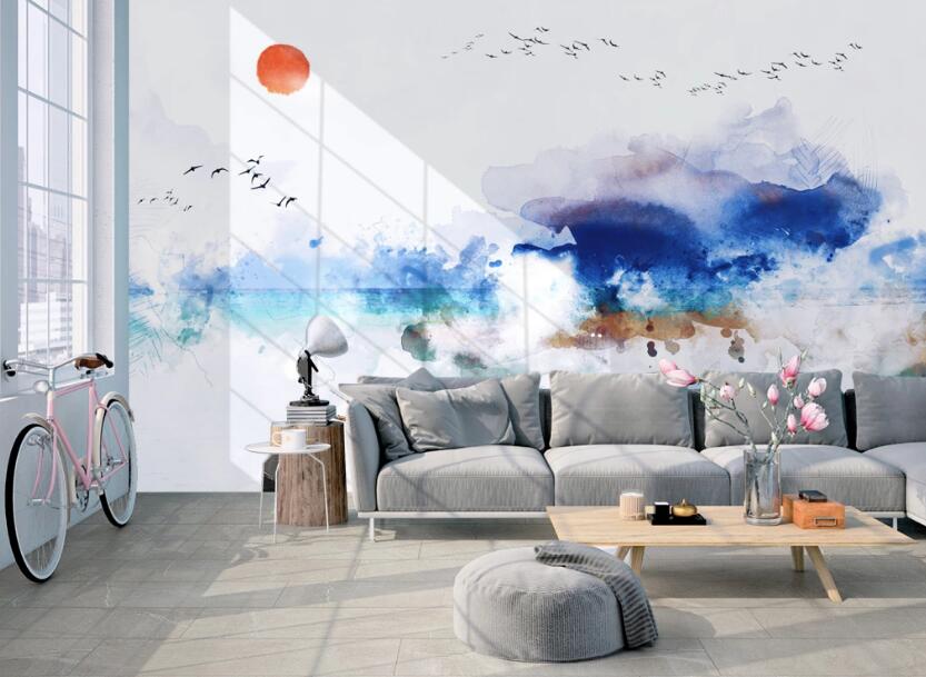 3D Blue Mist 595 Wall Murals