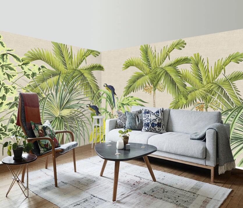 3D Leaves And Birds 594 Wall Murals