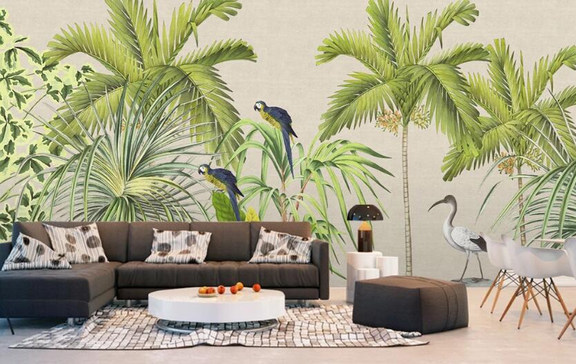 3D Leaves And Birds 594 Wall Murals