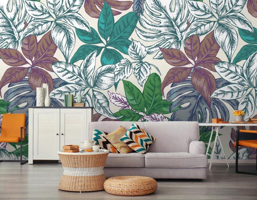 3D Colored Leaves 589 Wall Murals