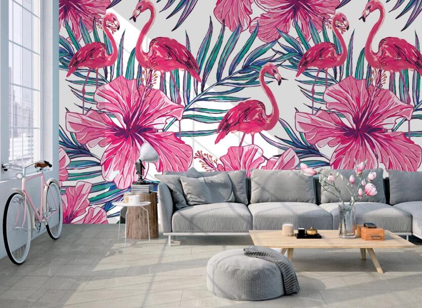 3D Flowers Flamingo 588 Wall Murals