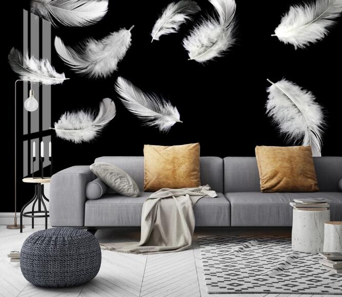 3D White Feather 398 Wall Murals