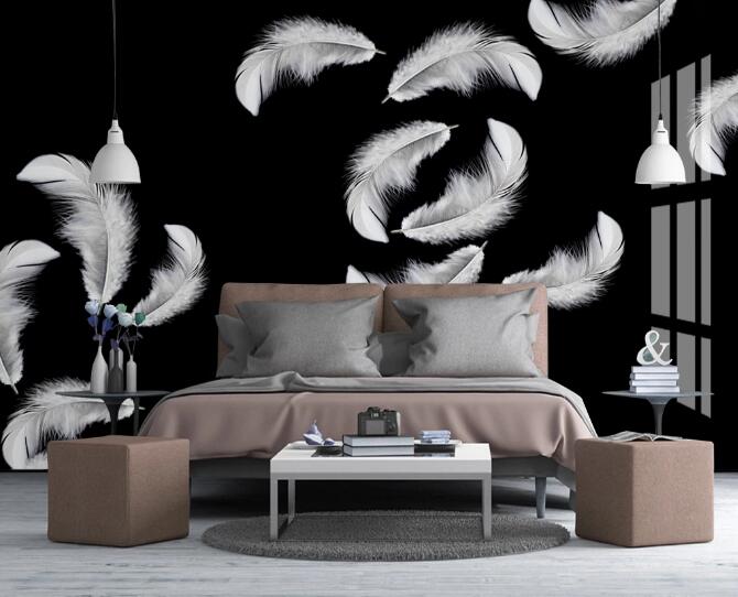 3D White Feather 397 Wall Murals