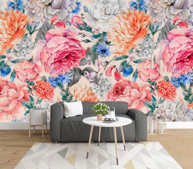 3D Gorgeous Flowers 393 Wall Murals