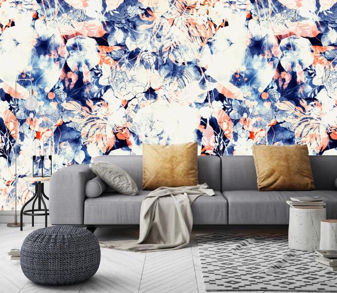 3D Blue Flower Illustration 392 Wall Murals