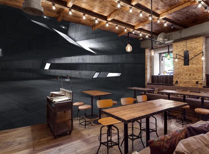 3D Black Technology 373 Wall Murals